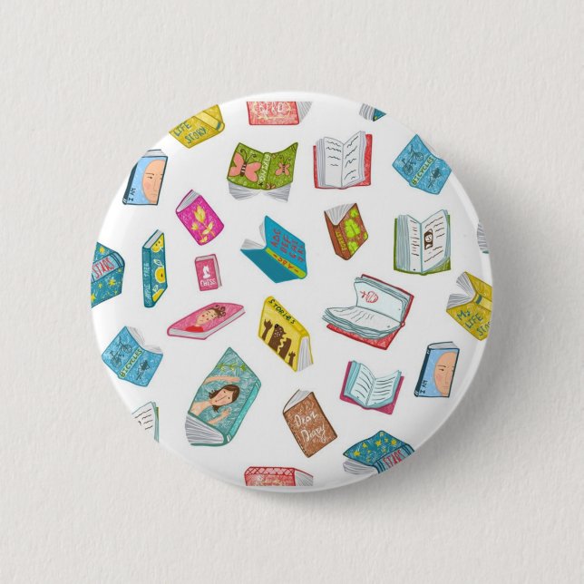 Book pattern 2 inch round button (Front)
