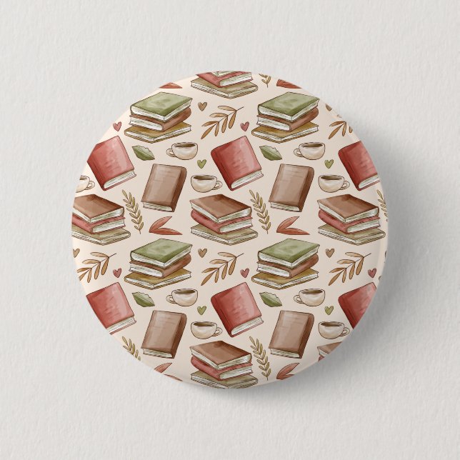 Book pattern 2 inch round button (Front)
