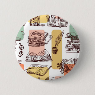 Book pattern 2 inch round button