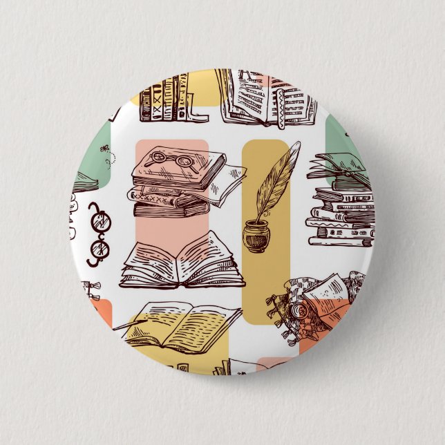 Book pattern 2 inch round button (Front)