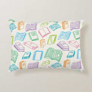 Book pattern accent pillow