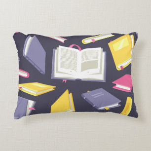 Book pattern accent pillow