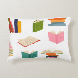 Book pattern accent pillow