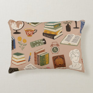 Book pattern accent pillow