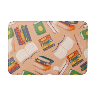 Book pattern bath mat