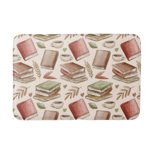 Book pattern bath mat