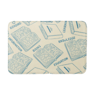 Book pattern bath mat