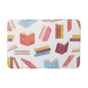 Book pattern bath mat