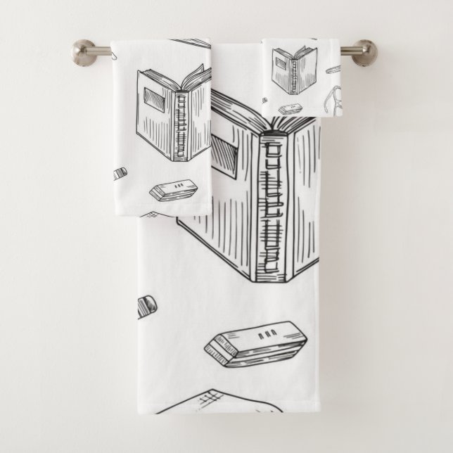 Book pattern bath towel set (Insitu)