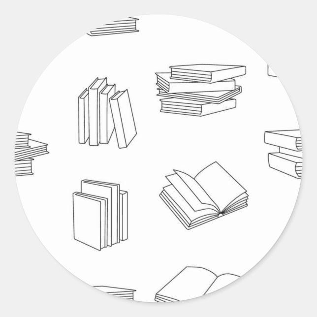 Book pattern classic round sticker (Front)