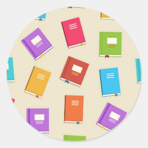 Book pattern classic round sticker