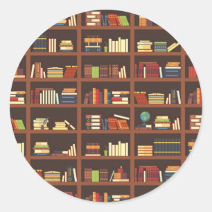 Book pattern classic round sticker