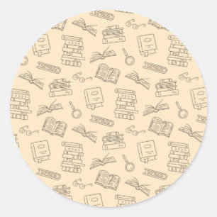 Book pattern classic round sticker