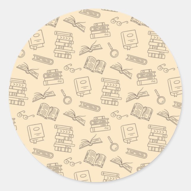 Book pattern classic round sticker (Front)
