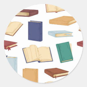 Book pattern classic round sticker