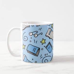 Book pattern coffee mug