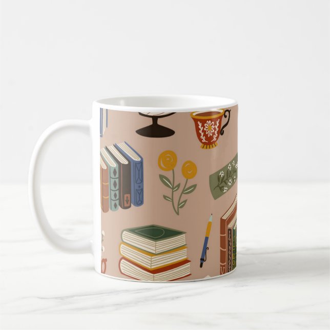 Book pattern coffee mug (Left)
