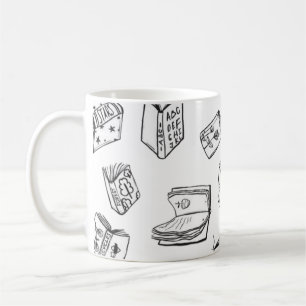 Book pattern coffee mug