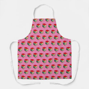 Book Pattern   Colourful Pile of Books   PINK Apron