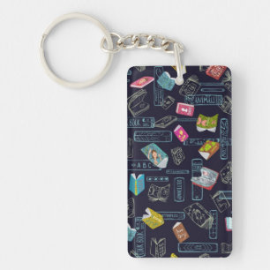 Book pattern keychain