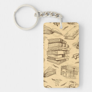 Book pattern keychain