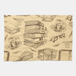 Book pattern kitchen towel