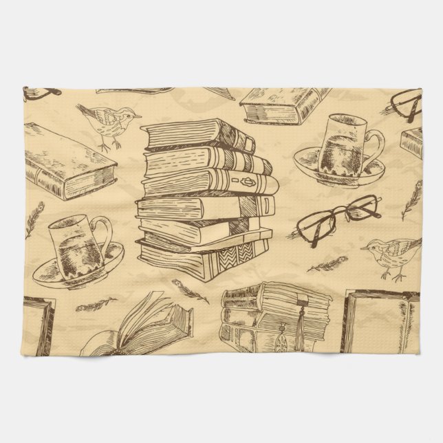 Book pattern kitchen towel (Horizontal)