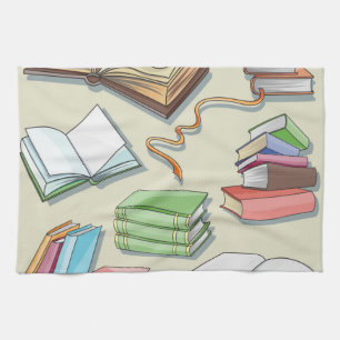 Book pattern kitchen towel