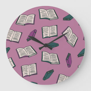 Book pattern large clock
