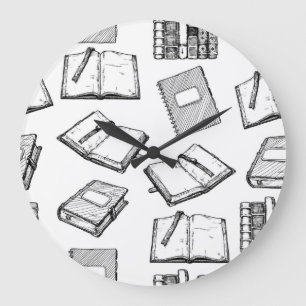 Book pattern large clock