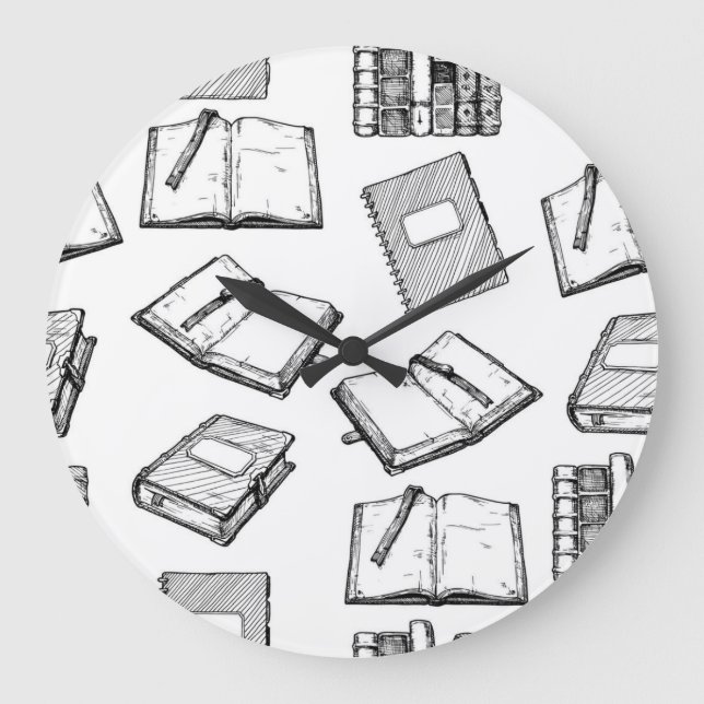 Book pattern large clock (Front)