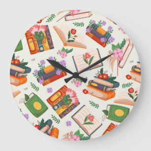 Book pattern large clock