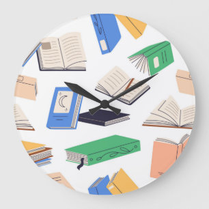 Book pattern large clock