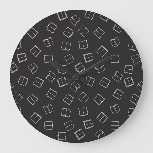 Book pattern large clock (Front)