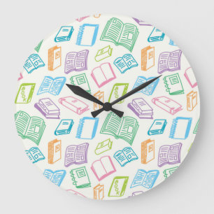 Book pattern large clock