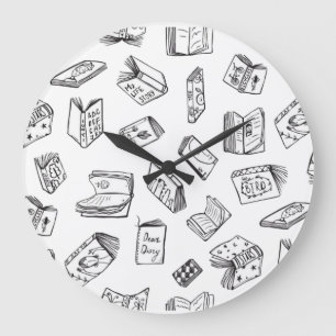 Book pattern large clock