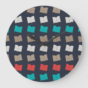 Book pattern large clock