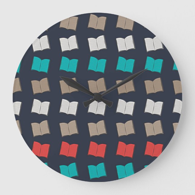 Book pattern large clock (Front)