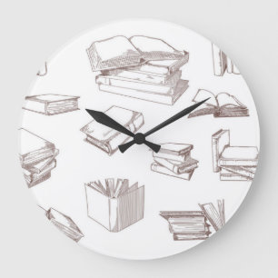 Book pattern large clock