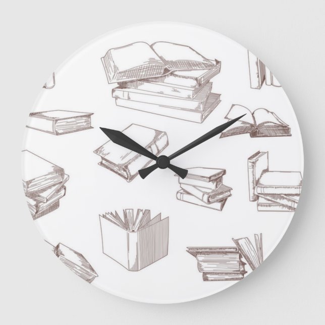 Book pattern large clock (Front)