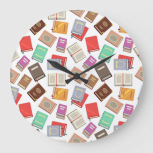 Book pattern large clock