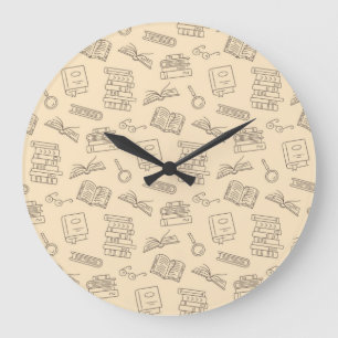 Book pattern large clock