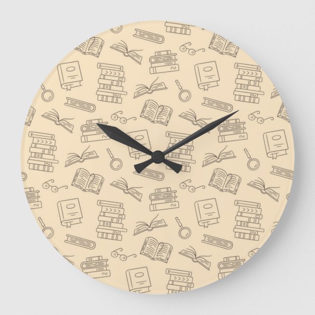 Book pattern large clock (Front)