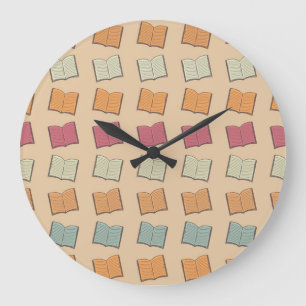 Book pattern large clock