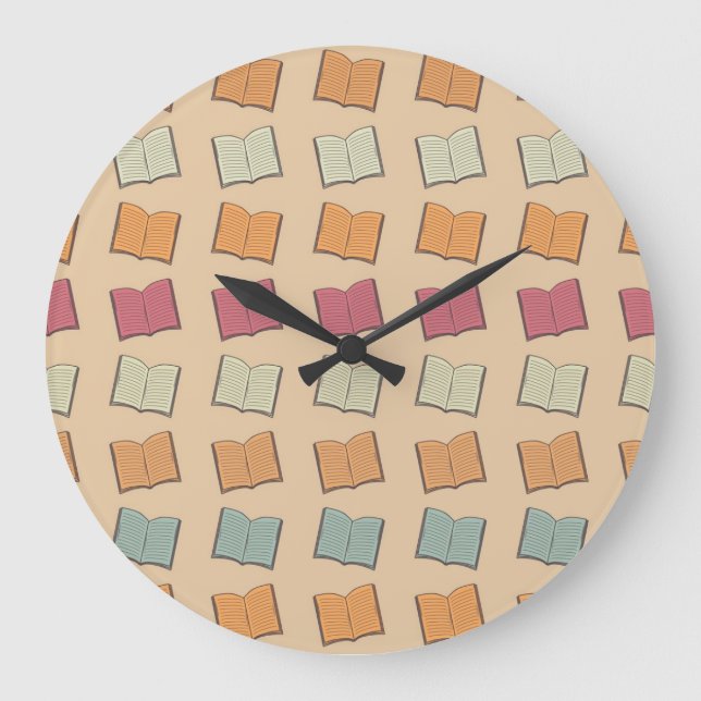Book pattern large clock (Front)