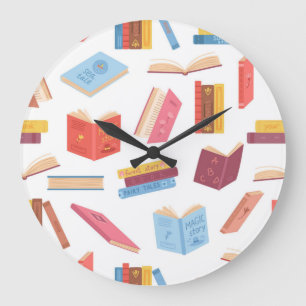 Book pattern large clock