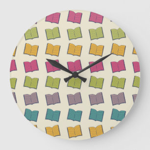 Book pattern large clock