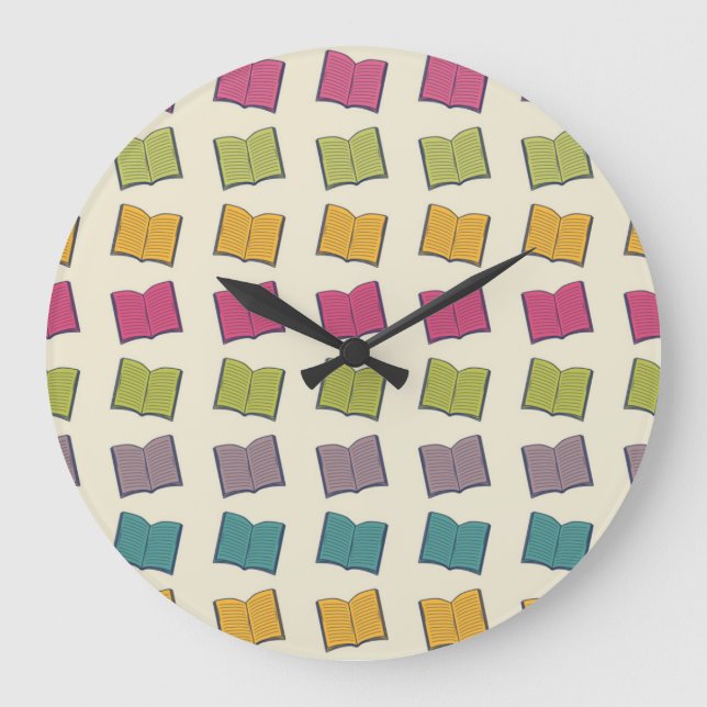 Book pattern large clock (Front)