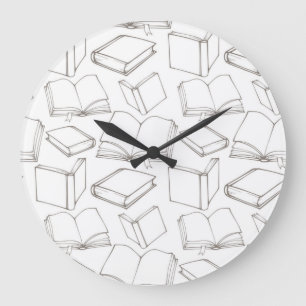 Book pattern large clock