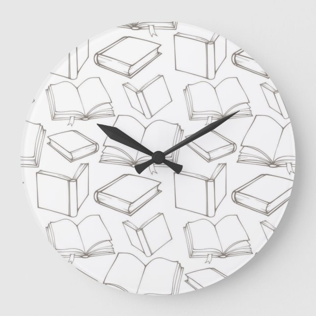 Book pattern large clock (Front)